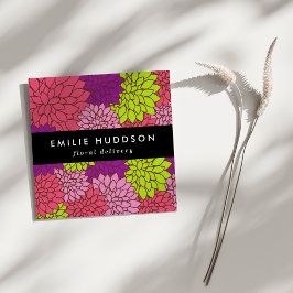 ダリアカラフル花、花屋、花屋 スクエア名刺