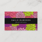 ダリアカラフル花、花屋、花屋 名刺 (正面)
