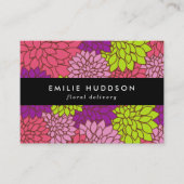 ダリアカラフル花、花屋、花屋 名刺 (正面)