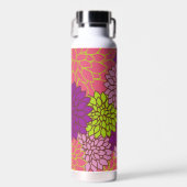 ダリアカラフル花、花、花柄 ウォーターボトル (正面)