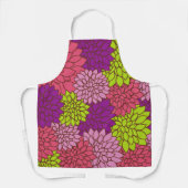ダリアカラフル花、花、花柄 エプロン (正面)