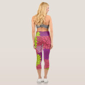 ダリアカラフル花、花、花柄 カプリレギンス (裏面)