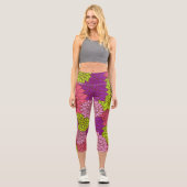 ダリアカラフル花、花、花柄 カプリレギンス (正面)