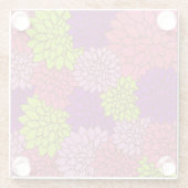 ダリアカラフル花、花、花柄 ガラスコースター (裏面)