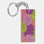 ダリアカラフル花、花、花柄 キーホルダー (正面左)