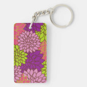 ダリアカラフル花、花、花柄 キーホルダー (裏面)