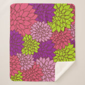 ダリアカラフル花、花、花柄 シェルパブランケット (正面)