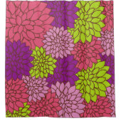 ダリアカラフル花、花、花柄 シャワーカーテン (正面)