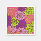 ダリアカラフル花、花、花柄 スタンダードカクテルナプキン (正面)
