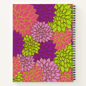 ダリアカラフル花、花、花柄 ノートブック (裏面)