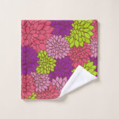 ダリアカラフル花、花、花柄 バスタオルセット (ウォッシュタオル)