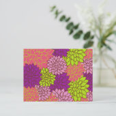 ダリアカラフル花、花、花柄 ポストカード (スタンド正面)