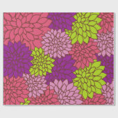 ダリアカラフル花、花、花柄 ラッピングペーパー (フラット)