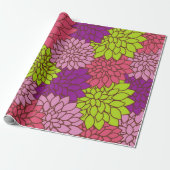 ダリアカラフル花、花、花柄 ラッピングペーパー (アンロールド)