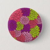 ダリアカラフル花、花、花柄 缶バッジ (正面)