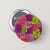 ダリアカラフル花、花、花柄 缶バッジ (正面&裏面)