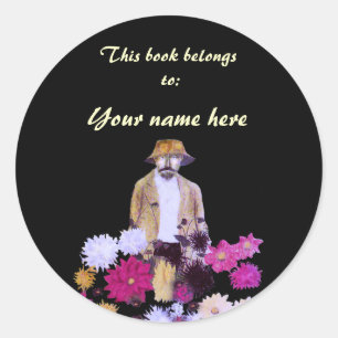 ダリアガーデナー蔵書票ステッカー ラウンドシール