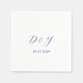 ダリアコバルトブルー結婚モダンズ スタンダードカクテルナプキン (正面)