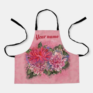 ダリアスの花ピンクの水の色パターン エプロン