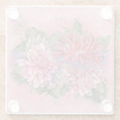 ダリアスの花ピンクの水の色パターン ガラスコースター (裏面)