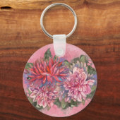 ダリアスの花ピンクの水の色パターン キーホルダー (正面)