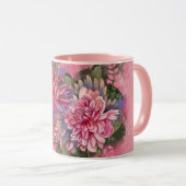 ダリアスの花ピンクの水の色パターン マグカップ (正面右)
