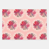 ダリアスの花ピンクの水の色パターン ラッピングペーパーシート (正面3)