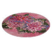 ダリアスの花ピンクの水色裁断ボード カッティングボード (角)