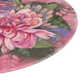 ダリアスの花ピンクの水色裁断ボード カッティングボード (角)