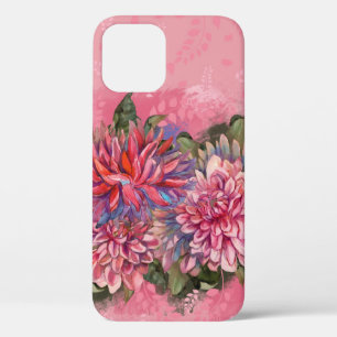 ダリアスの花ピンクの水色 iPhone 12 PROケース
