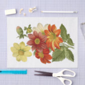 ダリアスオレンジホワイトイエローレッドフラワーフローラ 薄葉紙 (クラフト)