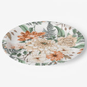 ダリアスデイジーシダ緑の桃の白ロマンチック ペーパープレート (アングル)