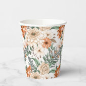 ダリアスデイジーシダ緑の桃の白ロマンチック 紙コップ (左)