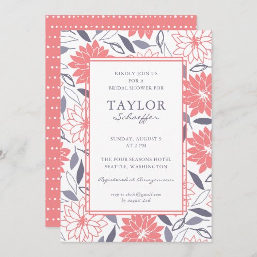 ダリアスフローラブライダルシャワー 招待状 (正面/裏面)