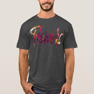 ダリアス花タイポグラフィアステリア Tシャツ