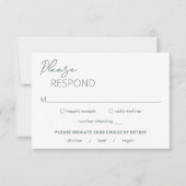 ダリアセージグリコンテンポラリーンモダン結婚ズ 出欠カード (正面)