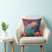 ダリアタペストリーレッドブルーグリーン金ゴールド装飾用クッション クッション (椅子)