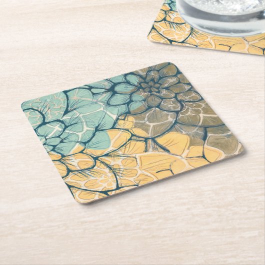 ダリアダンスI スクエアペーパーコースター (アングル)