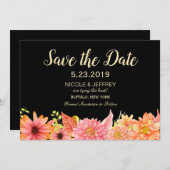 ダリアデイジー春カントリーウェディング日付を保存 セーブザデート (正面/裏面)