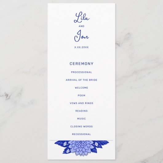 ダリアパーソナライズされた結婚式 プログラム (正面)