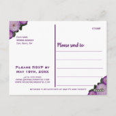 ダリアパープルフローラブライダルシャワー招待ポスト ポストカード (裏面)