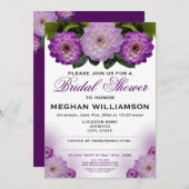 ダリアパープルフローラブライダルシャワー 招待状 (正面/裏面)