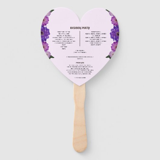 ダリアパープルラベンダーフローラ結婚式 プログラムファン ハンドファン (裏面)