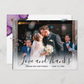 ダリアパープルラベンダー結婚フローラサンキュー ポストカード (正面/裏面)