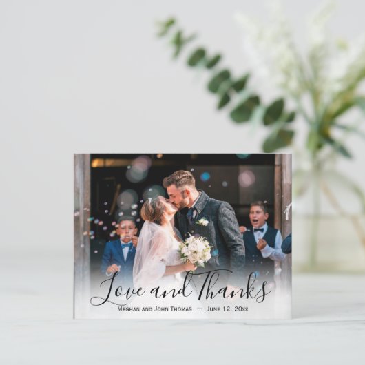 ダリアパープルラベンダー結婚フローラサンキュー ポストカード (スタンド正面)