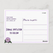 ダリアパープルラベンダー薄紫フローラ保存日付 ポストカード (裏面)