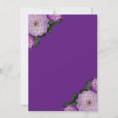 ダリアパープルラベンダー薄紫フローラ保存日付 招待状 (裏面)