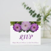 ダリアパープルラベンダー薄紫フローラ結婚式RSVP ポストカード (スタンド正面)