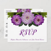 ダリアパープルラベンダー薄紫フローラ結婚式RSVP ポストカード (正面/裏面)