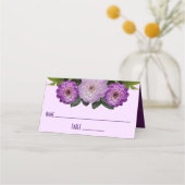 ダリアパープルラベンダー薄紫結婚フローラ プレイスカード (裏面)